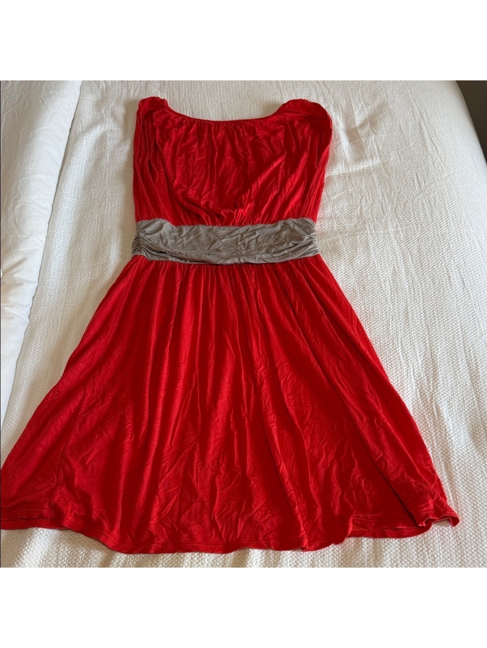Express Women’s Orange High Low Dress with Beige Waistband- Size S - Picture 3 of 3